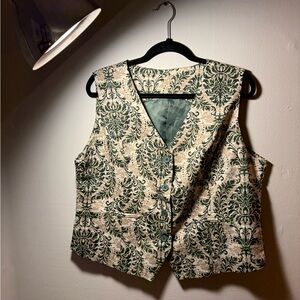 Elegant Green and Cream Women's Vest